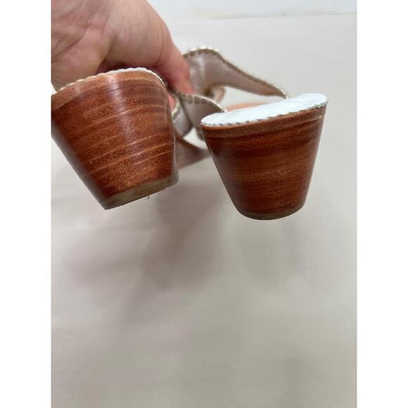 Jack Rogers Sandals Size 7M White Leather Thong SlipOn Low Wedge Classic - Picture 3 of 11